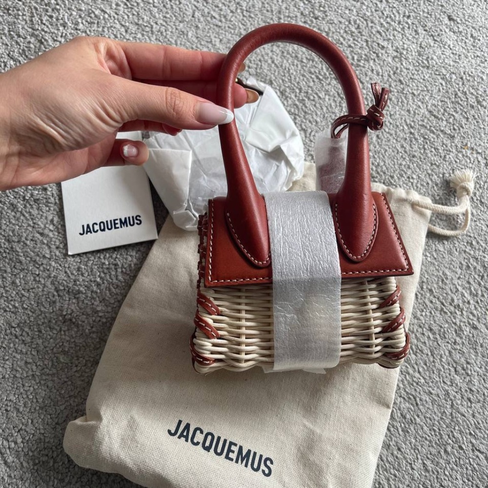 JACQUEMUS Le Chiquito wicker mini bag brown